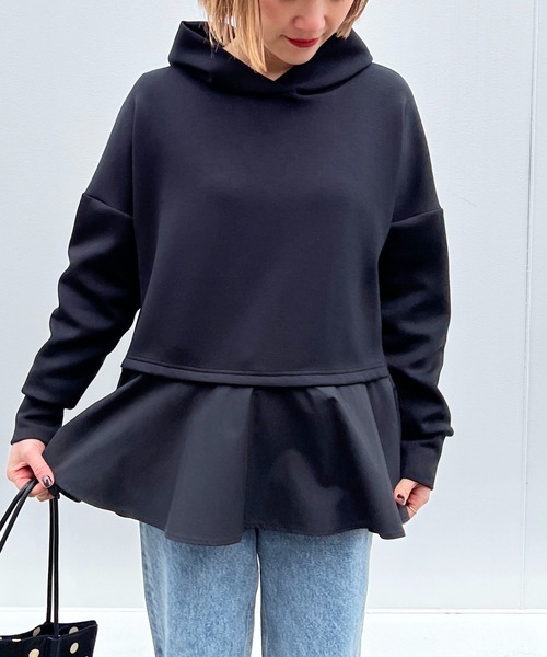 PICCIN（ピッチン）の「異素材ドッキングフードプルオーバー（パーカー・レディース・オフホワイト/ブラック・M）」の16枚目の写真