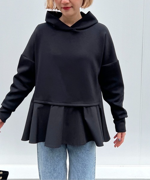 PICCIN（ピッチン）の「異素材ドッキングフードプルオーバー（パーカー・レディース・オフホワイト/ブラック・M）」の15枚目の写真