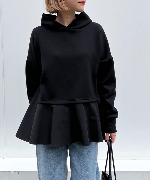 PICCIN（ピッチン）の「異素材ドッキングフードプルオーバー（パーカー・レディース・オフホワイト/ブラック・M）」の20枚目の写真