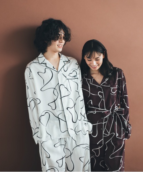 SNIDEL HOME ハートプリントサテンシャツ・ハートプリントサテンパンツ SNIDEL HOME（スナイデルホーム）の「【メンズ】ハートプリント