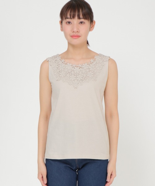 ikka（イッカ）の「前後レースタンクトップ（タンクトップ・レディース・ブラック/ベージュ/オフホワイト・M/L）」の9枚目の写真