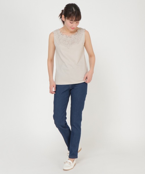 ikka（イッカ）の「前後レースタンクトップ（タンクトップ・レディース・ブラック/ベージュ/オフホワイト・M/L）」の5枚目の写真