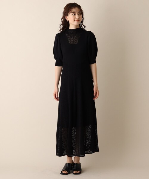 OPAQUE.CLIP（オペークドットクリップ）の「◆透かし柄フレアニットワンピース（ワンピース・レディース・ブラック/オフホワイト/ライトオレンジ系・38）」の16枚目の写真