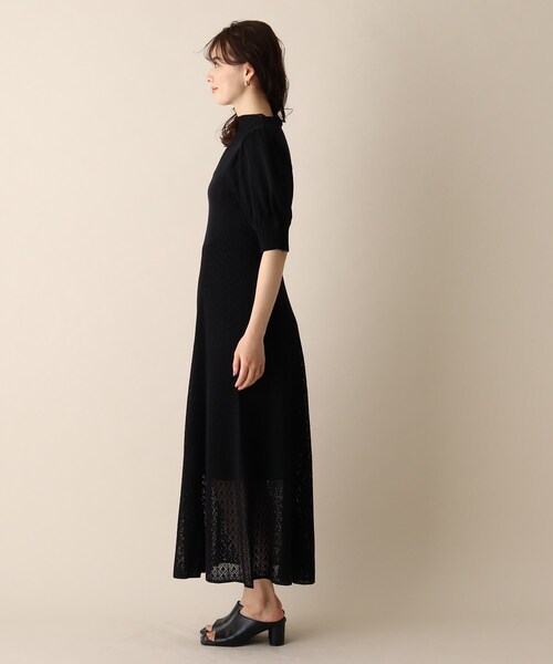 OPAQUE.CLIP（オペークドットクリップ）の「◆透かし柄フレアニットワンピース（ワンピース・レディース・ブラック/オフホワイト/ライトオレンジ系・38）」の19枚目の写真