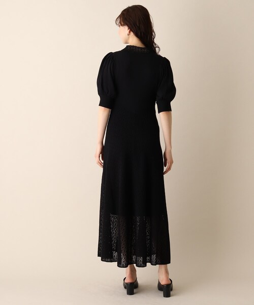 OPAQUE.CLIP（オペークドットクリップ）の「◆透かし柄フレアニットワンピース（ワンピース・レディース・ブラック/オフホワイト/ライトオレンジ系・38）」の8枚目の写真