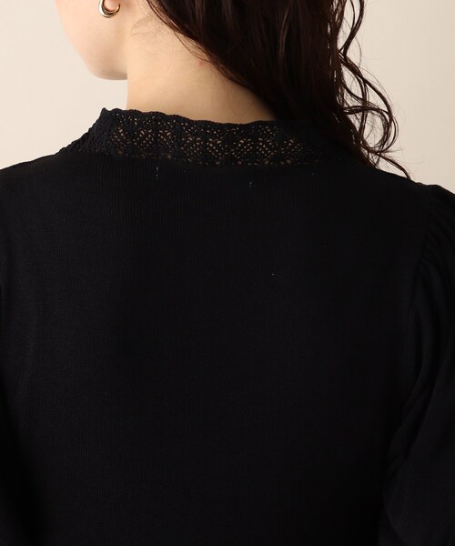 OPAQUE.CLIP（オペークドットクリップ）の「◆透かし柄フレアニットワンピース（ワンピース・レディース・ブラック/オフホワイト/ライトオレンジ系・38）」の4枚目の写真