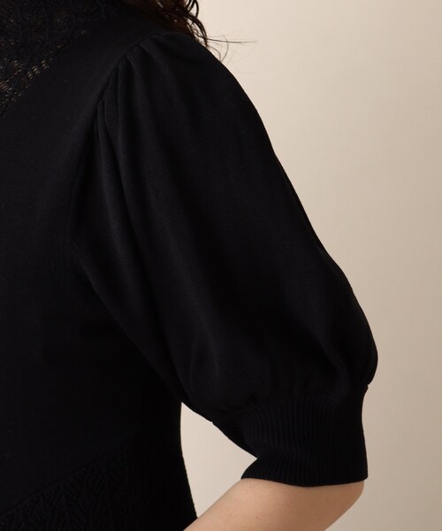 OPAQUE.CLIP（オペークドットクリップ）の「◆透かし柄フレアニットワンピース（ワンピース・レディース・ブラック/オフホワイト/ライトオレンジ系・38）」の6枚目の写真