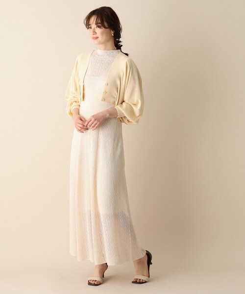 OPAQUE.CLIP（オペークドットクリップ）の「◆透かし柄フレアニットワンピース（ワンピース・レディース・ブラック/オフホワイト/ライトオレンジ系・38）」の18枚目の写真