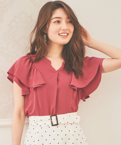 LAISSE PASSE（レッセパッセ）の「ラッフルスリーブブラウス（シャツ/ブラウス・レディース・フューシャピンク/ベージュ/ネイビー/ライトブルー・MEDIUM）」の9枚目の写真