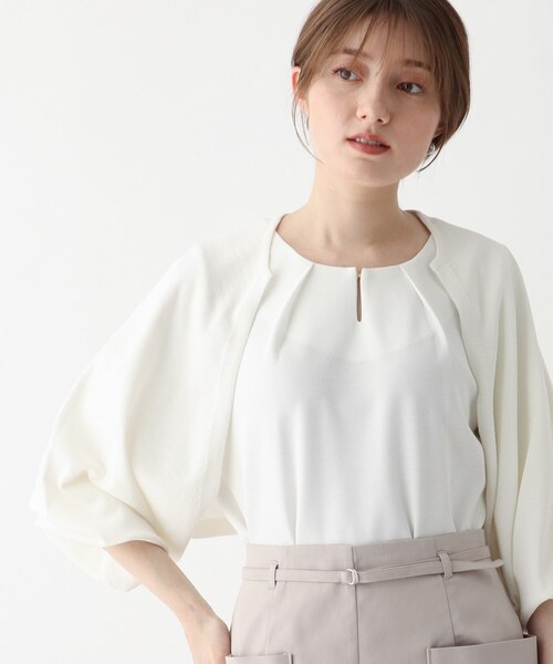 index（インデックス）の「◆ニットアップボレロ【WEB限定カラー・サイズ】（カーディガン/ボレロ・レディース・ナチュラル/グリーン/ホワイト系9/ブラック・40/38/36）」の2枚目の写真