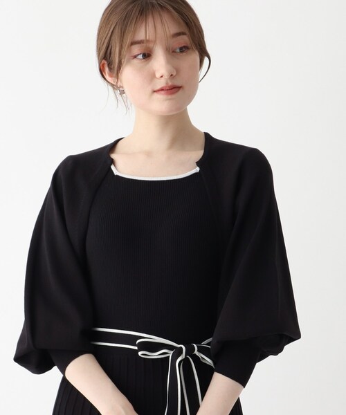 index（インデックス）の「◆ニットアップボレロ【WEB限定カラー・サイズ】（カーディガン/ボレロ・レディース・ナチュラル/グリーン/ホワイト系9/ブラック・40/38/36）」の3枚目の写真