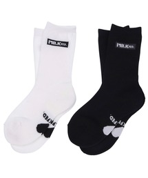 BAR AND HEART SOCKS SET/ハート/ブランドロゴ/ミドル丈 靴下/ソックス