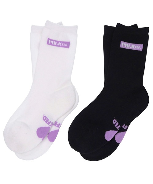 MILKFED.（ミルクフェド）の「BAR AND HEART SOCKS SET/ハート/ブランドロゴ/ミドル丈 靴下/ソックス（ソックス/靴下・レディース・ブラック/レッド/ライトパープル/ライトピンク・ONE SIZE）」の15枚目の写真