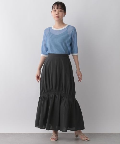 LOWRYS FARM(ローリーズファーム)の「ポコポコシャーリングスカート 284755(スカート・レディース・アイボリー/ブラック/オレンジ・FREE)」の5枚目の写真