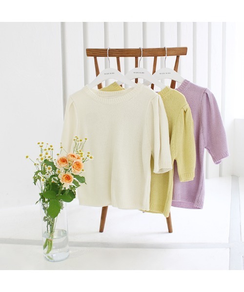 MODE ROBE（モードローブ）の「パフスリーブ半袖ニット（ニット/セーター・レディース・パープル/イエロー/アイボリー・FREE）」の20枚目の写真