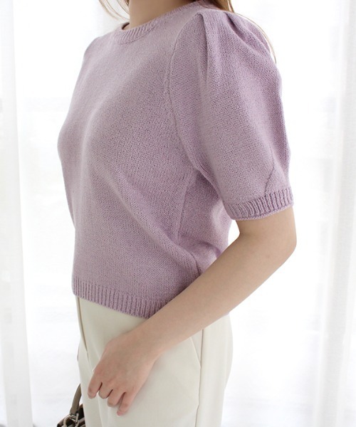 MODE ROBE（モードローブ）の「パフスリーブ半袖ニット（ニット/セーター・レディース・パープル/イエロー/アイボリー・FREE）」の16枚目の写真