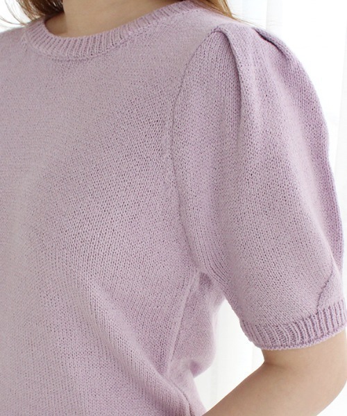 MODE ROBE（モードローブ）の「パフスリーブ半袖ニット（ニット/セーター・レディース・パープル/イエロー/アイボリー・FREE）」の4枚目の写真