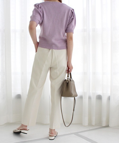 MODE ROBE（モードローブ）の「パフスリーブ半袖ニット（ニット/セーター・レディース・パープル/イエロー/アイボリー・FREE）」の7枚目の写真