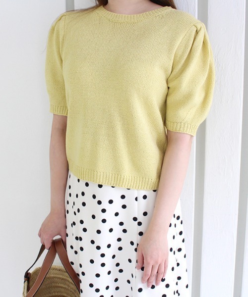 MODE ROBE（モードローブ）の「パフスリーブ半袖ニット（ニット/セーター・レディース・パープル/イエロー/アイボリー・FREE）」の17枚目の写真