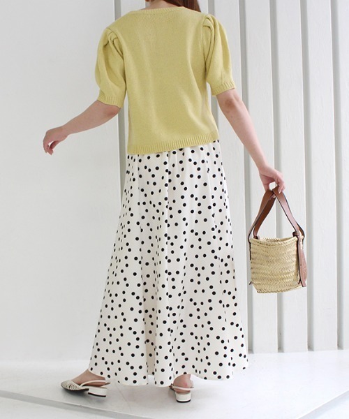 MODE ROBE（モードローブ）の「パフスリーブ半袖ニット（ニット/セーター・レディース・パープル/イエロー/アイボリー・FREE）」の14枚目の写真