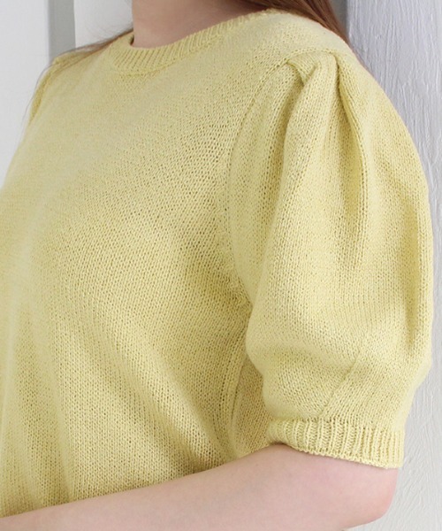 MODE ROBE（モードローブ）の「パフスリーブ半袖ニット（ニット/セーター・レディース・パープル/イエロー/アイボリー・FREE）」の11枚目の写真