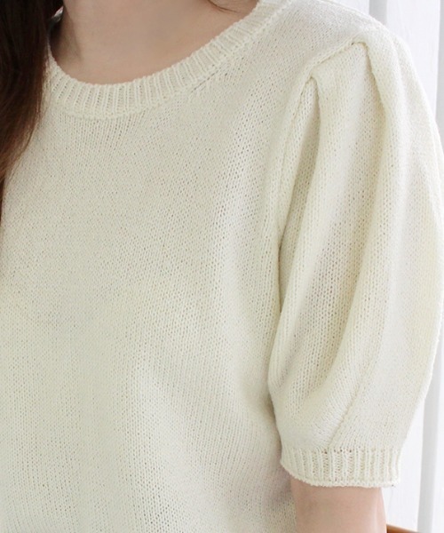 MODE ROBE（モードローブ）の「パフスリーブ半袖ニット（ニット/セーター・レディース・パープル/イエロー/アイボリー・FREE）」の18枚目の写真