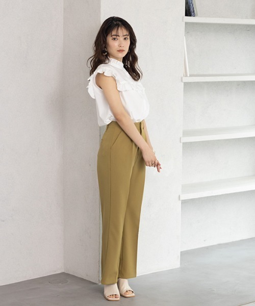 GeeRA（ジーラ）の「フリルデザインフレンチスリーブブラウス（シャツ/ブラウス・レディース・ネイビー/オフホワイト/ブルー・MEDIUM/LARGE/X-LARGE/XX-LARGE）」の5枚目の写真