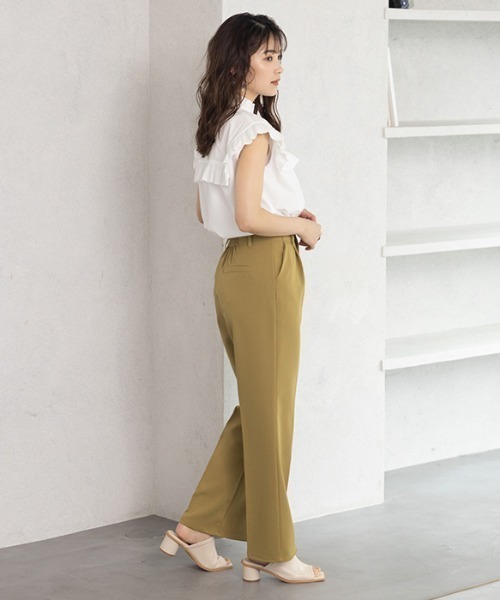 GeeRA（ジーラ）の「フリルデザインフレンチスリーブブラウス（シャツ/ブラウス・レディース・ネイビー/オフホワイト/ブルー・MEDIUM/LARGE/X-LARGE/XX-LARGE）」の6枚目の写真