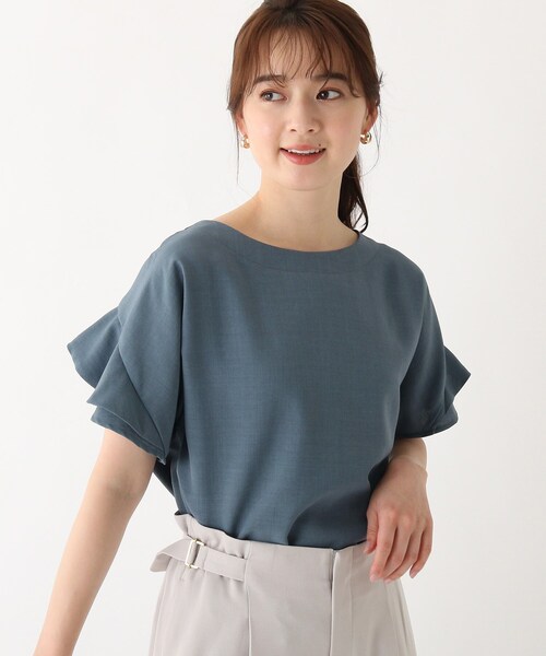 index（インデックス）の「◆【新色追加】タンブラーブッチャーフリルスリーブブラウス【WEB限定カラー・サイズ】（シャツ/ブラウス・レディース・ライトグレー/ピンク/パープル系1/ブルー/ネイビー/グレー/ライトブルー/マスタード・42/36/40/38）」の5枚目の写真