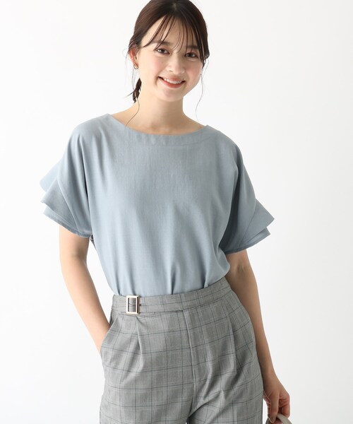 index（インデックス）の「◆【新色追加】タンブラーブッチャーフリルスリーブブラウス【WEB限定カラー・サイズ】（シャツ/ブラウス・レディース・ライトグレー/ピンク/パープル系1/ブルー/ネイビー/グレー/ライトブルー/マスタード・42/36/40/38）」の3枚目の写真