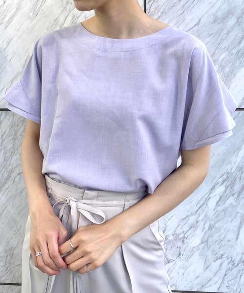 index（インデックス）の「◆【新色追加】タンブラーブッチャーフリルスリーブブラウス【WEB限定カラー・サイズ】（シャツ/ブラウス・レディース・ライトグレー/ピンク/パープル系1/ブルー/ネイビー/グレー/ライトブルー/マスタード・42/36/40/38）」の6枚目の写真