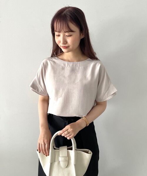 index（インデックス）の「◆【新色追加】タンブラーブッチャーフリルスリーブブラウス【WEB限定カラー・サイズ】（シャツ/ブラウス・レディース・ライトグレー/ピンク/パープル系1/ブルー/ネイビー/グレー/ライトブルー/マスタード・42/36/40/38）」の2枚目の写真