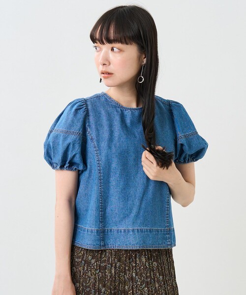 FREAK'S STORE（フリークスストア）の「デニムパフスリーブブラウス