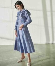 And Couture ストライプオフショルフリルワンピース AND COUTURE ワンピース オープンショルダーストライプ