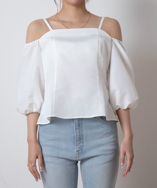 WEGO（ウィゴー）の「WEGO/パフスリーブブラウス（シャツ/ブラウス・レディース・ホワイト/ベージュ・FREE）」の14枚目の写真