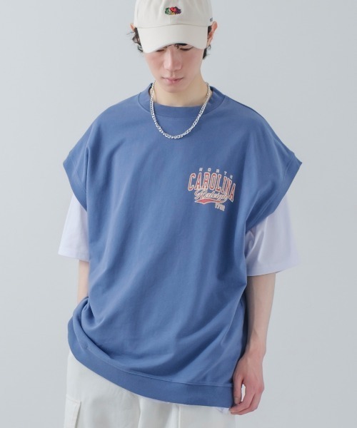 improves(インプローブス)の「USコットン ミニ裏毛ベスト&半袖Tシャツ&チェーンネックレス アンサンブル(アンサンブル・メンズ・グリーン/ダークブルー/スミクロ/グレイッシュベージュ・MEDIUM/LARGE)」の4枚目の写真