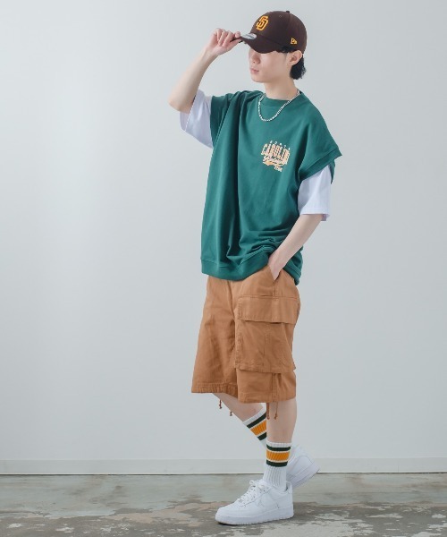 improves(インプローブス)の「USコットン ミニ裏毛ベスト&半袖Tシャツ&チェーンネックレス アンサンブル(アンサンブル・メンズ・グリーン/ダークブルー/スミクロ/グレイッシュベージュ・MEDIUM/LARGE)」の17枚目の写真