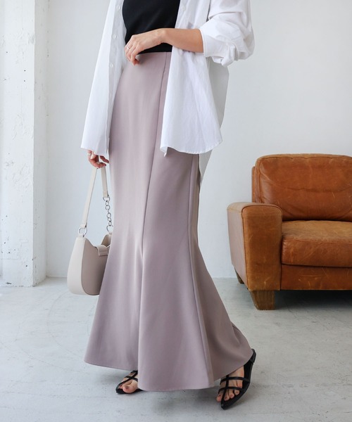 andme（アンドミー）の「とろみマーメイドスカート（スカート・レディース・ブラック/アイボリー/レッド/ローズ/イエロー/グレイッシュベージュ/パープル・M/L）」の5枚目の写真