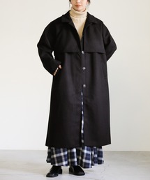 select MOCA | 2022 AW スタンドカラーフェイクウールケープロングコート(その他アウター)