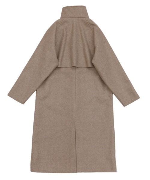 【新品未使用】TOAC トアック フレアコート モカ M 2022 AW スタンドカラーフェイクウールケープロングコート（その他