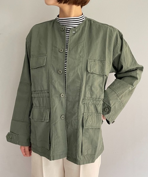 ROTHCO(ロスコ)の「【ROTHCO remake】ノーカラー BDU シャツ(Tシャツ/カットソー・レディース・ブラック/カーキ・FREE)」の1枚目の写真