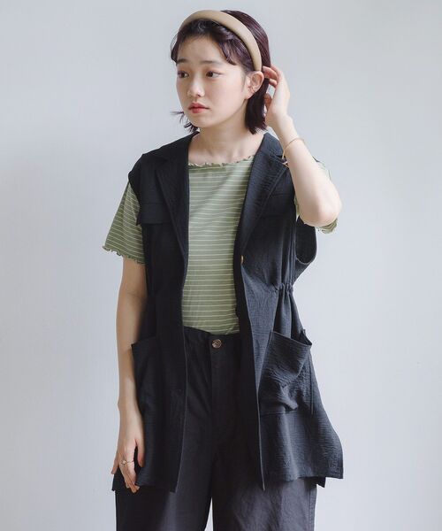 RETRO GIRL（レトロガール）の「開襟ミリタリーベスト（その他アウター・レディース・ブラック/オレンジ/グリーン・FREE）」の16枚目の写真