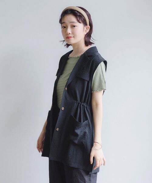 RETRO GIRL（レトロガール）の「開襟ミリタリーベスト（その他アウター・レディース・ブラック/オレンジ/グリーン・FREE）」の17枚目の写真