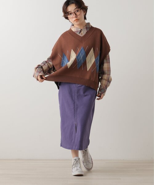 DOUBLE NAME（ダブルネーム）の「アーガイルニットベスト（ニット/セーター・レディース・ネイビー/オレンジ/ブラウン/キナリ・FREE）」の13枚目の写真