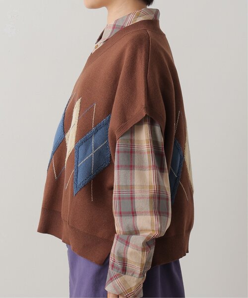 DOUBLE NAME（ダブルネーム）の「アーガイルニットベスト（ニット/セーター・レディース・ネイビー/オレンジ/ブラウン/キナリ・FREE）」の16枚目の写真