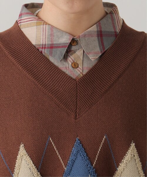 DOUBLE NAME（ダブルネーム）の「アーガイルニットベスト（ニット/セーター・レディース・ネイビー/オレンジ/ブラウン/キナリ・FREE）」の20枚目の写真