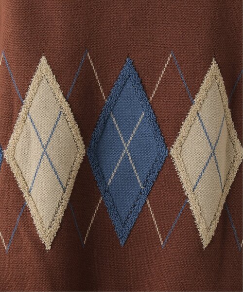 DOUBLE NAME（ダブルネーム）の「アーガイルニットベスト（ニット/セーター・レディース・ネイビー/オレンジ/ブラウン/キナリ・FREE）」の7枚目の写真