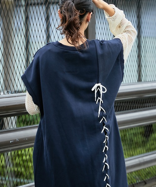 etsinta（エシンタ）の「【etsinta/エシンタ】リメイクレースアップ2WAYワンピース（ワンピース・レディース・ネイビー/グレー・ONE SIZE）」の20枚目の写真