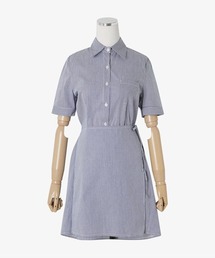 SONA | SONYUNARA リネンストライプラップ半袖ミニワンピース(ワンピース)