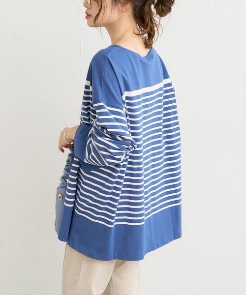 PUAL CE CIN(ピュアルセシン)の「パネルボーダーカットソー(Tシャツ/カットソー・レディース・ブラック系その他/グリーン系その他/ブルー系その他/ピンク系その他・FREE)」の4枚目の写真